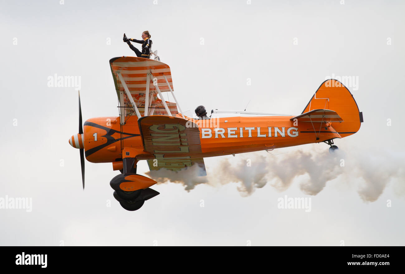 Breitling Wingwalkers auf der Luftfahrtmesse 2015 Cosford Stockfoto