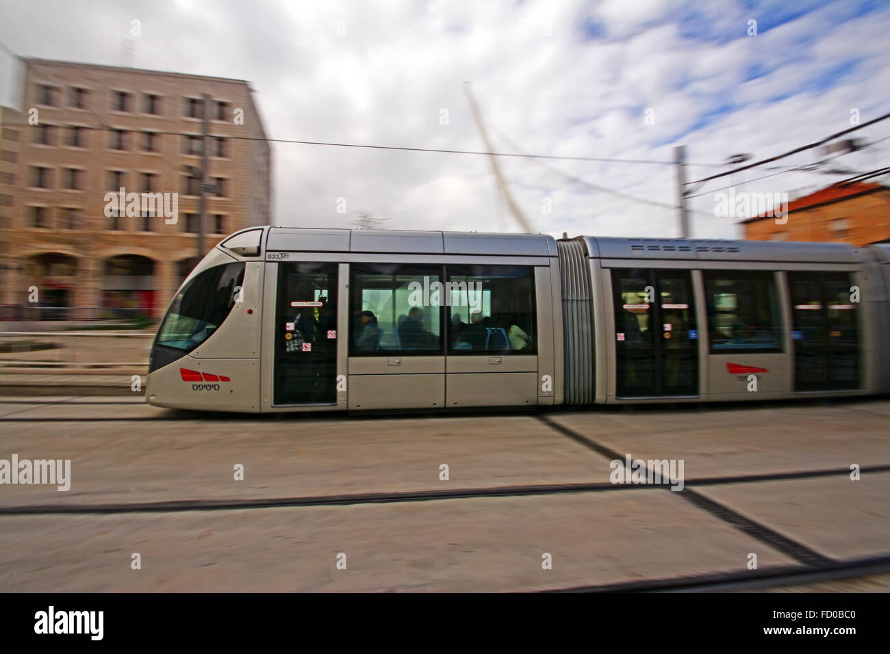 Leichten Zug in Bewegungsunschärfe, Jerusalem, Israel Stockfoto