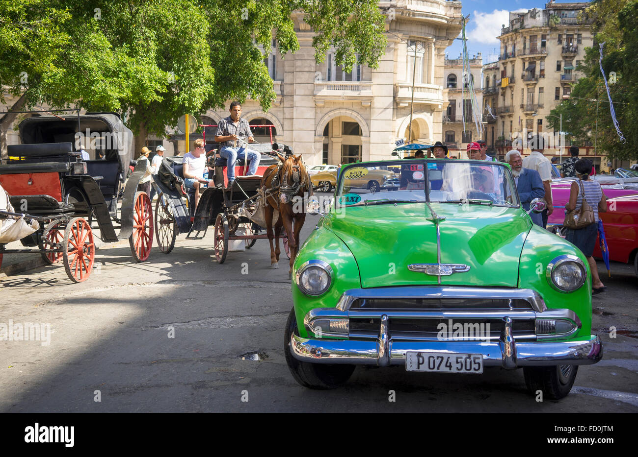 stilvolle Oldtimer Taxi Autos in Havanna, Kuba Stockfoto