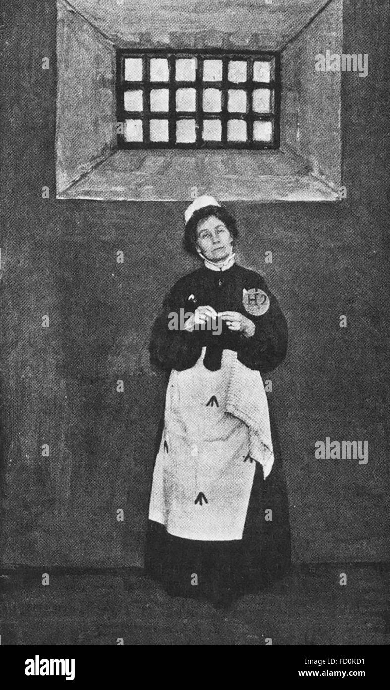 EMMELINE PANKHURST (1858-1928) Suffragette führend in Holloway Gefängnis im Jahre 1908 Stockfoto