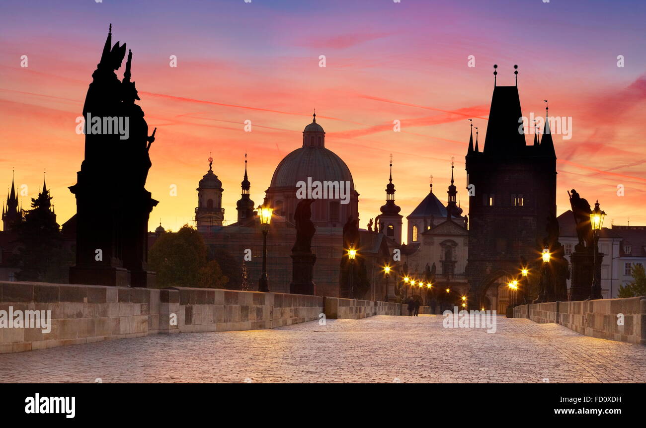 Prag - Charles Bridge, Tschechische Republik, Europa, UNESCO Stockfoto