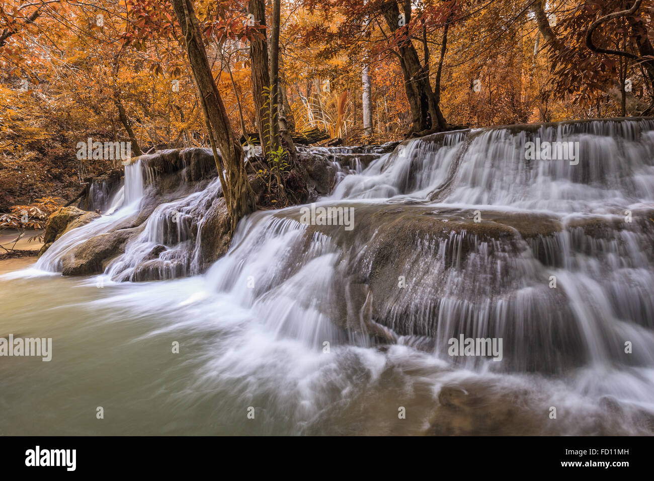 Wasserfall im Herbst Stockfoto