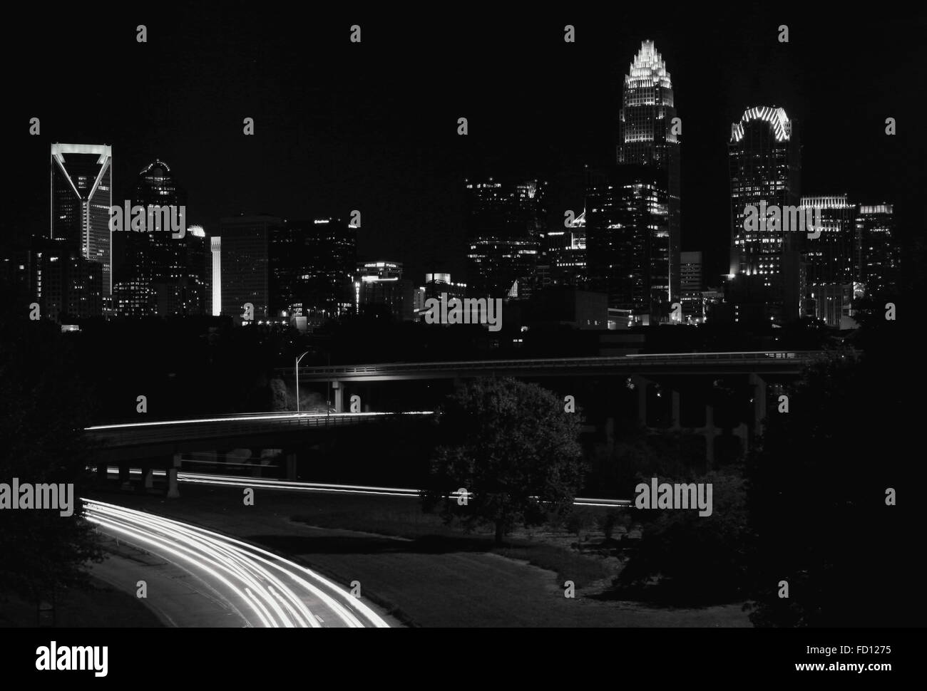 Skyline von Charlotte Stockfoto