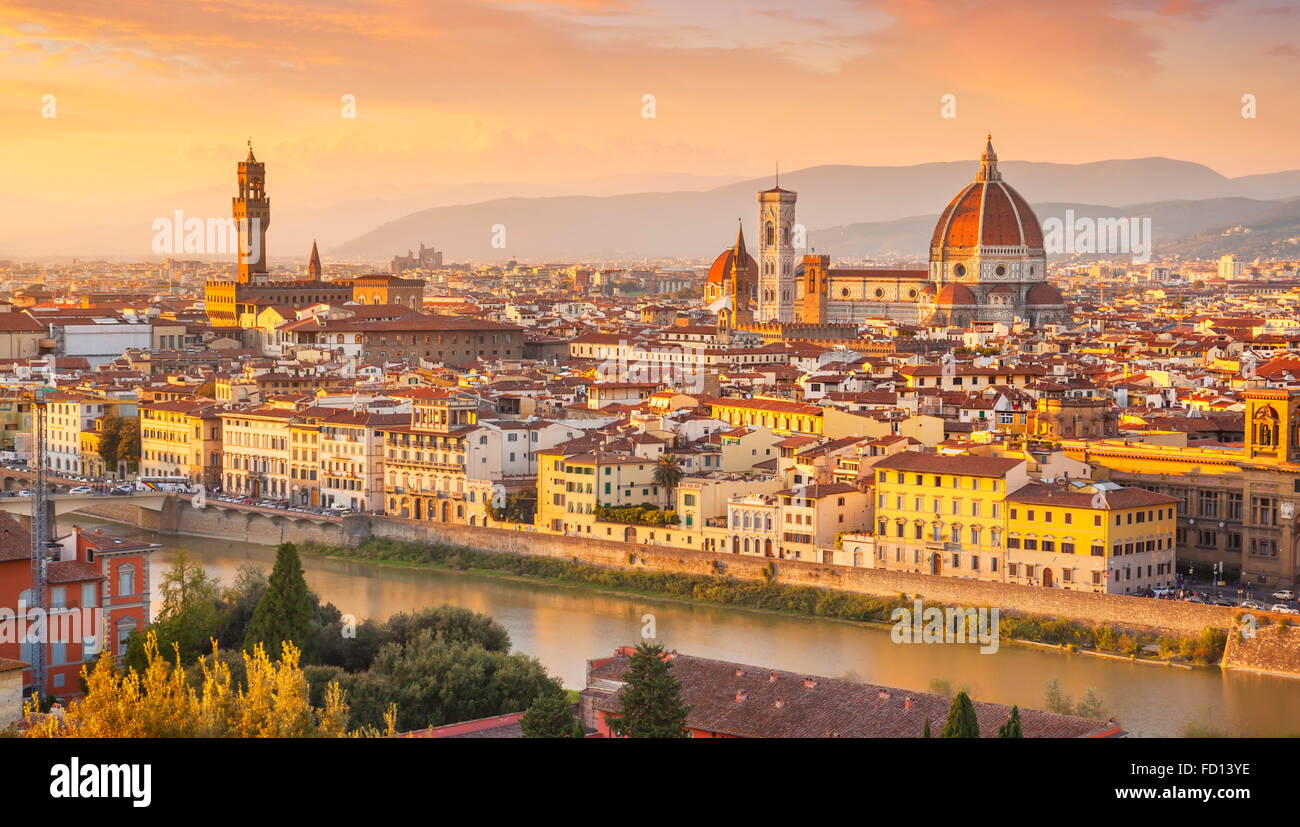 Florenz - Stadtansicht Blick vom Piazzale Michelangelo, Italien Stockfoto
