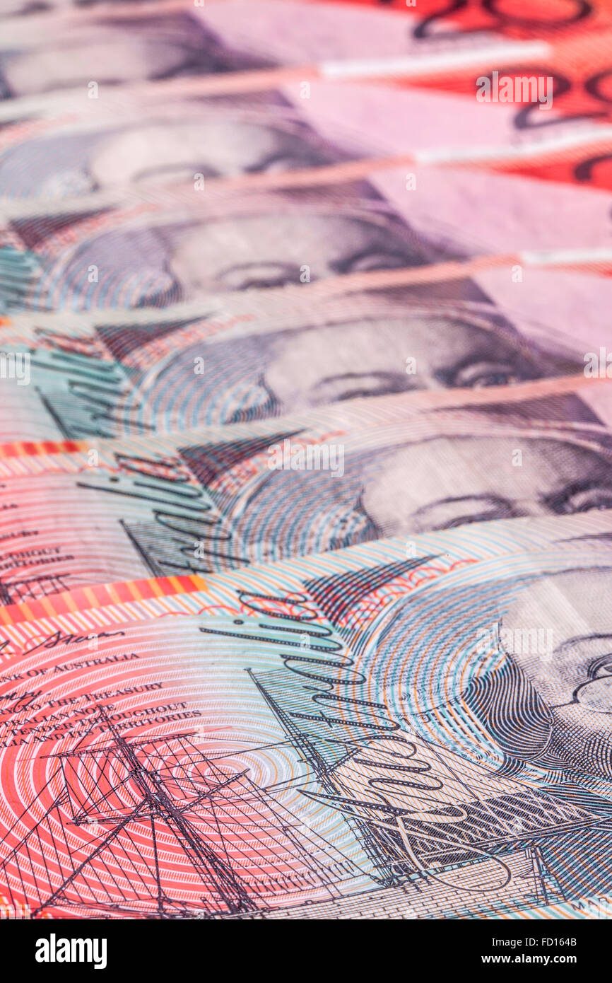 Australische zwanzig-Dollar-Noten ($20 AUD) Stockfoto