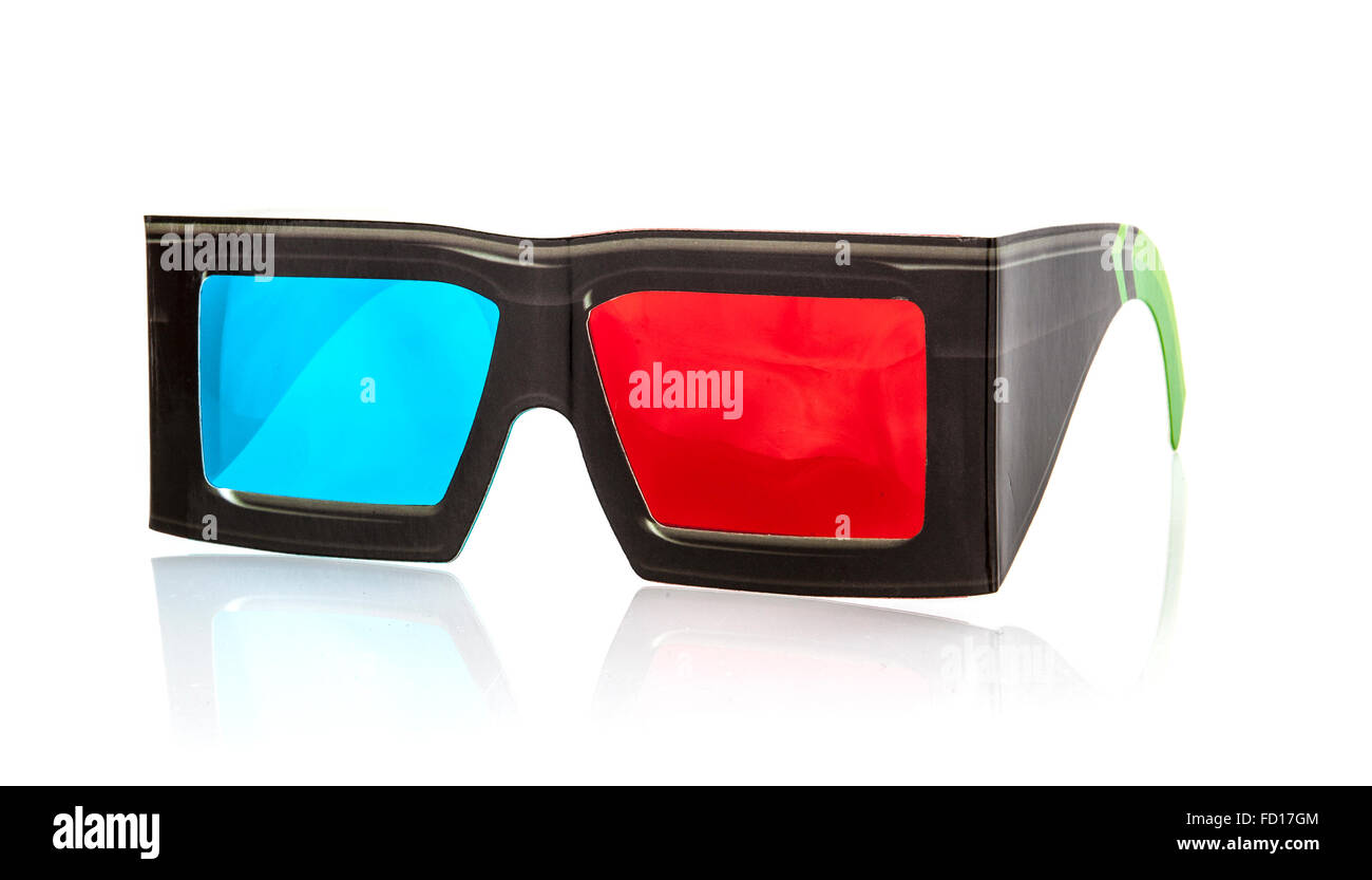 3D Brille auf weißem Hintergrund Stockfoto