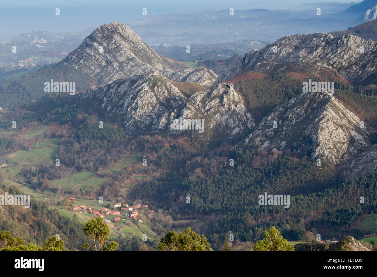 Aussicht von El Fitu Viewer, Asturien, Spanien. Stockfoto