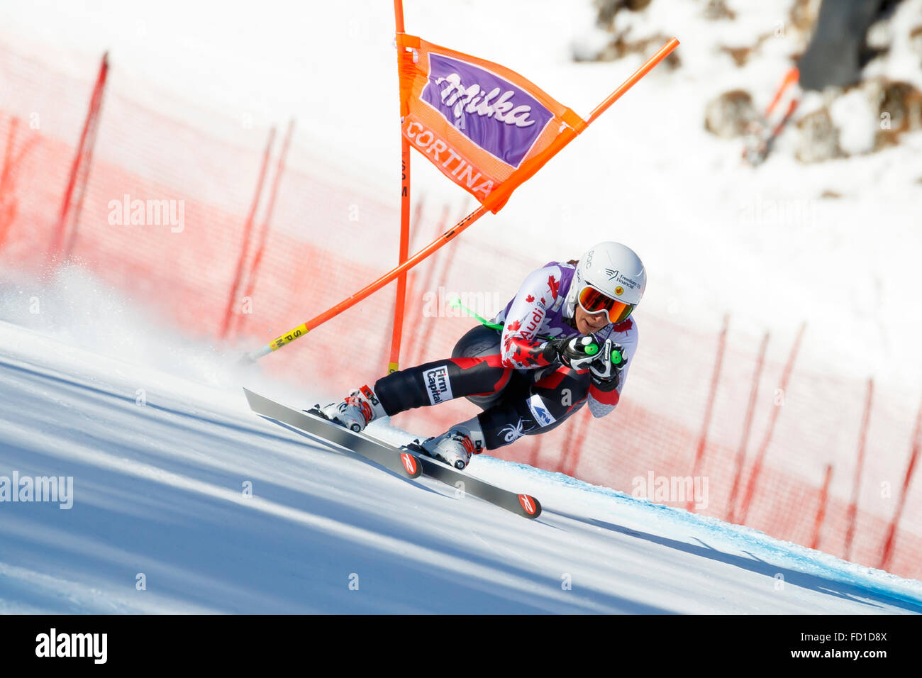 Cortina d ' Ampezzo, Italien 23. Januar 2016. YURKIW Larisa (Can) im Wettbewerb in der Audi Fis Alpine Ski World Cup Women Abfahrt Stockfoto