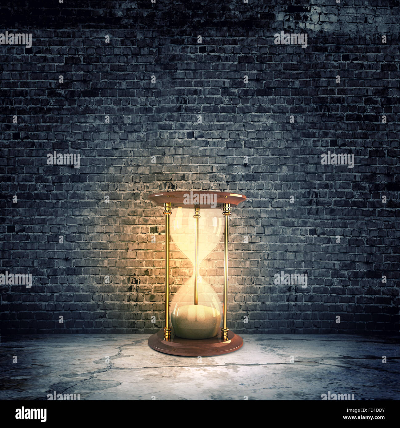 Konzeptbild mit riesigen Sanduhr. Zeit-Konzept Stockfoto