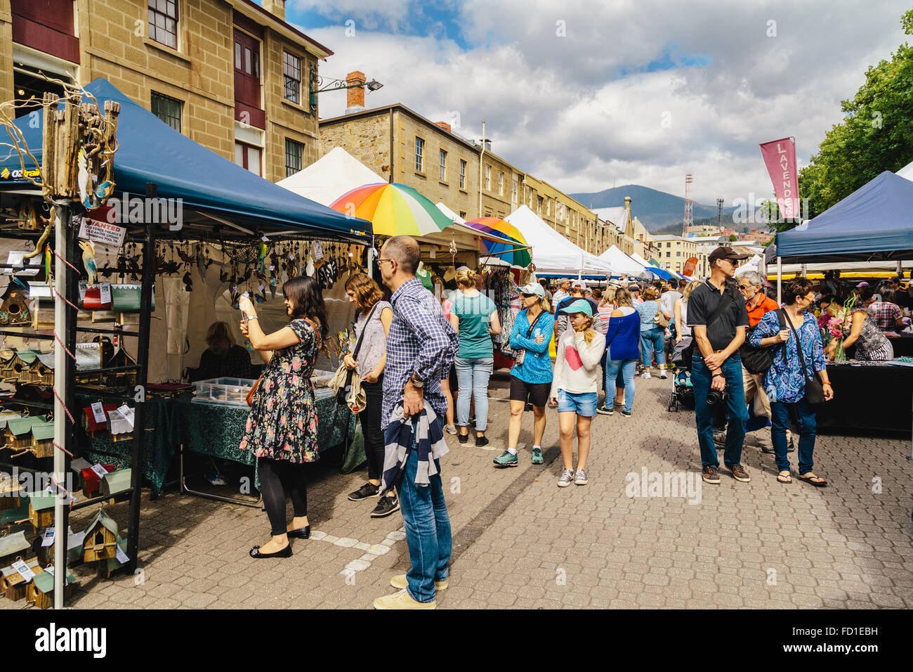 Salamanca Markets, Salamanca Place, Hobart, Tasmanien, Australien Stockfoto