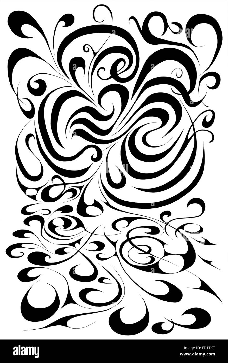 Riesige, swirly, schwarze & weißen doodle Stockfoto