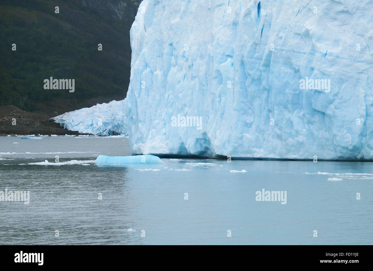 Gletscher, Eisberge und Berg. Argentinien. Patagonien. Perito Moreno. Stockfoto