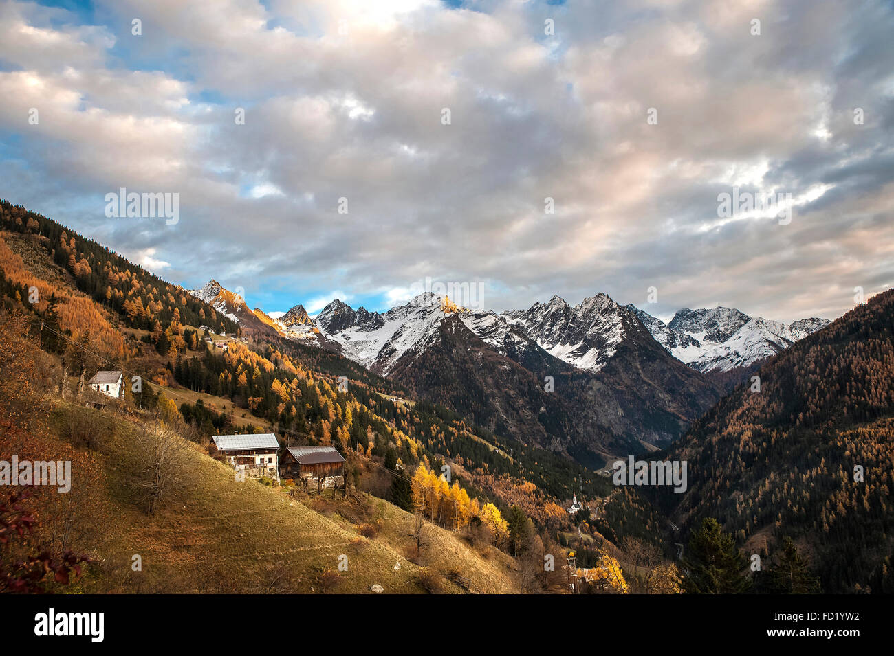 Berglandschaft im Herbst, bewölkt, Kaunergrat, Kaunertal, Kaunerberg, Tirol, Österreich Stockfoto