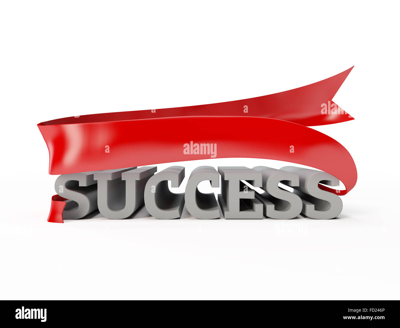 Illustration von Erfolg Wort. Glück, Erfolg, Fortschritt, Wohlstand, Eclat. Buchstaben Sie volumetrische mit roten flattern Stockfoto