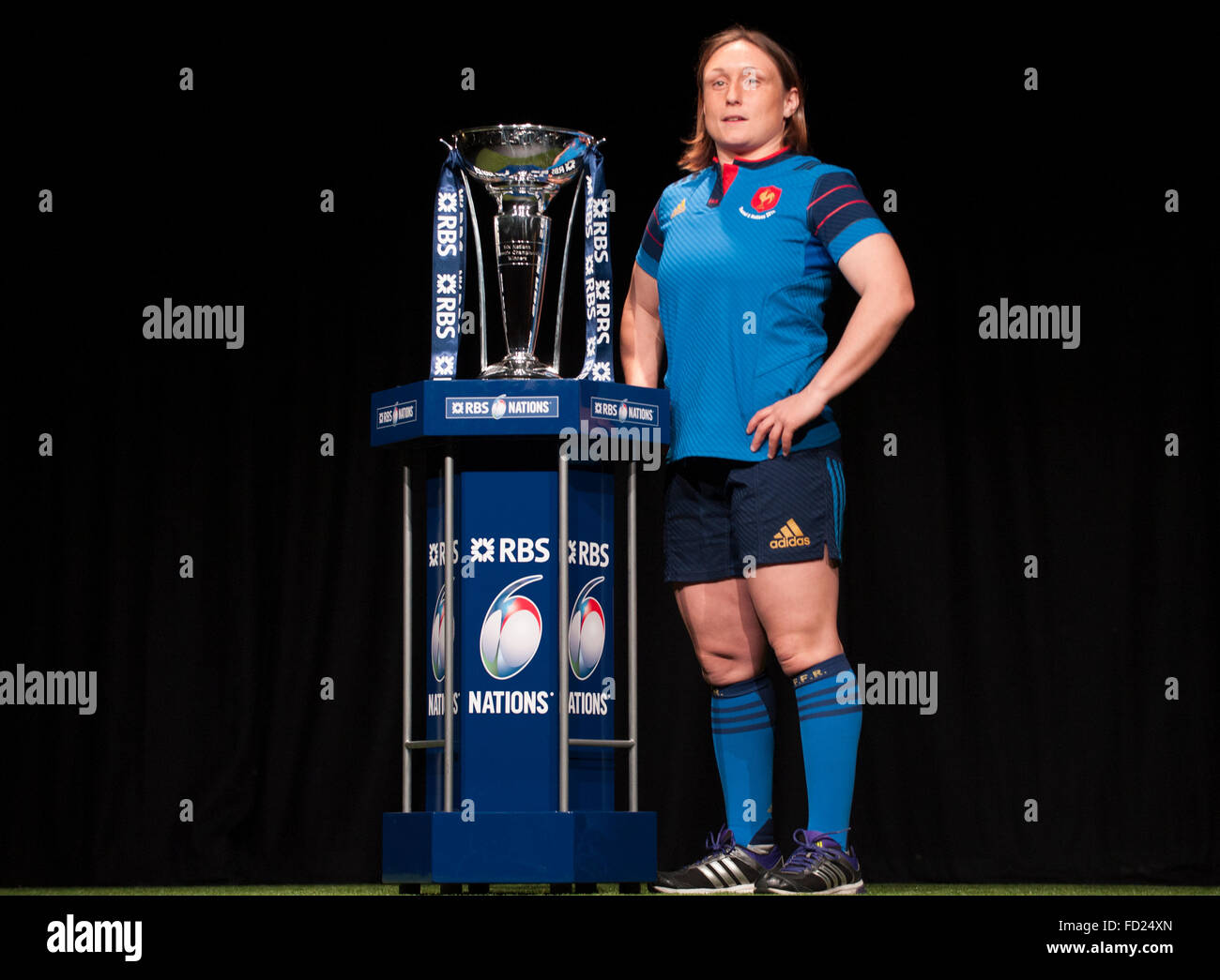 Hurlingham Club, London, UK. 27. Januar 2016. Frankreich-Womens Kapitän Gaelle Mignot. RBS 6 Nations Rugby Turnier wird vor der Presse in der West London Club mit Mannschaftsführer präsentiert den versammelten Medien gestartet. Bildnachweis: Sportsimages/Alamy Live-Nachrichten Stockfoto