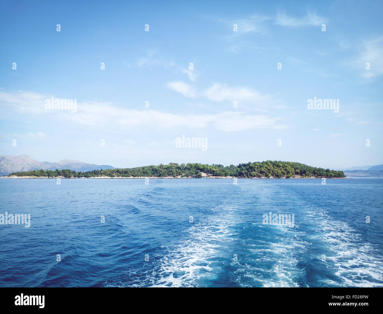 Griechische Insel Korfu, Vido. Serbische blau Grab während des ersten Weltkrieges. Insel der großen Geschichte. Angenehmer Ort für Touristen. Stockfoto