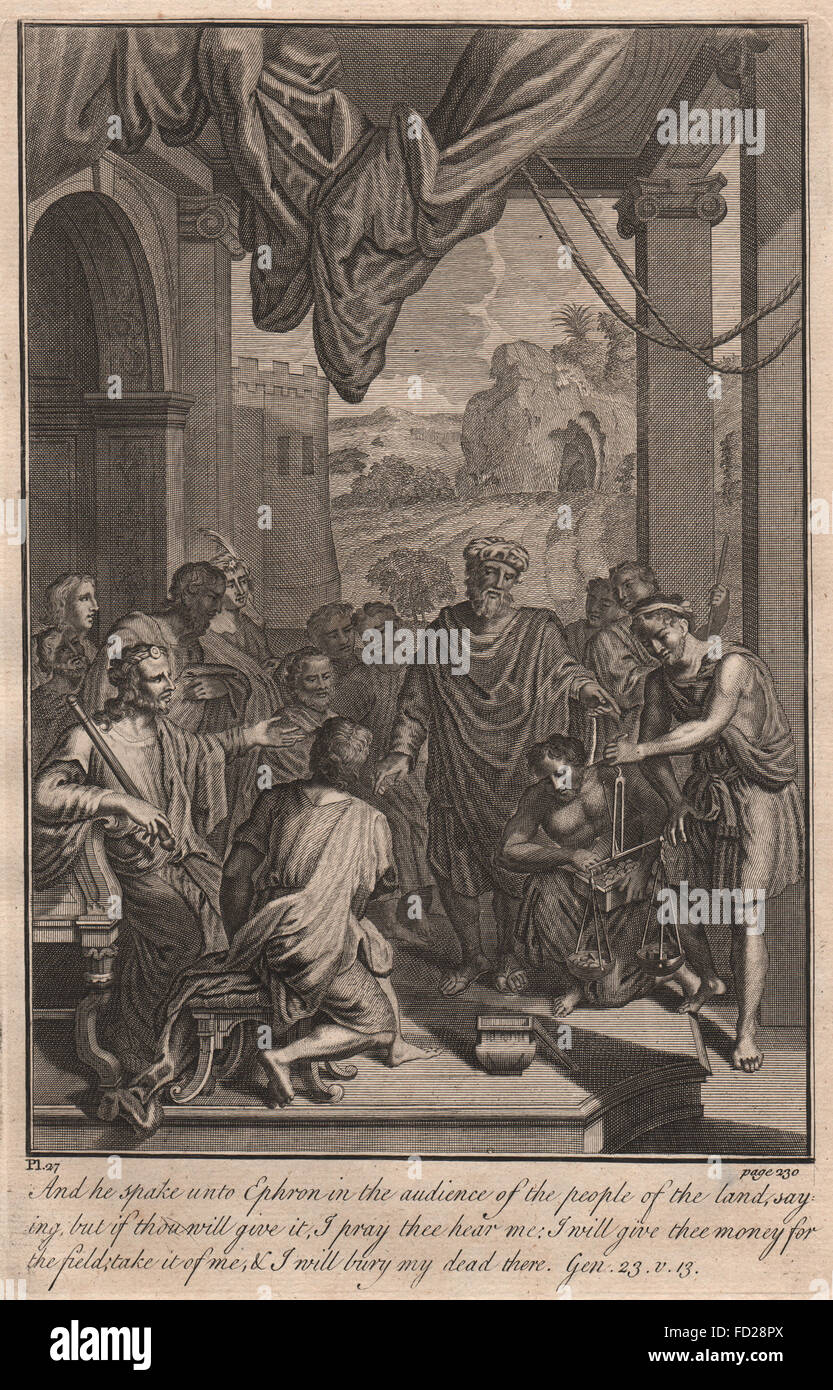 Bibel: Genesis 23:13 He redete Ephron im Publikum des Volkes, 1752 Stockfoto