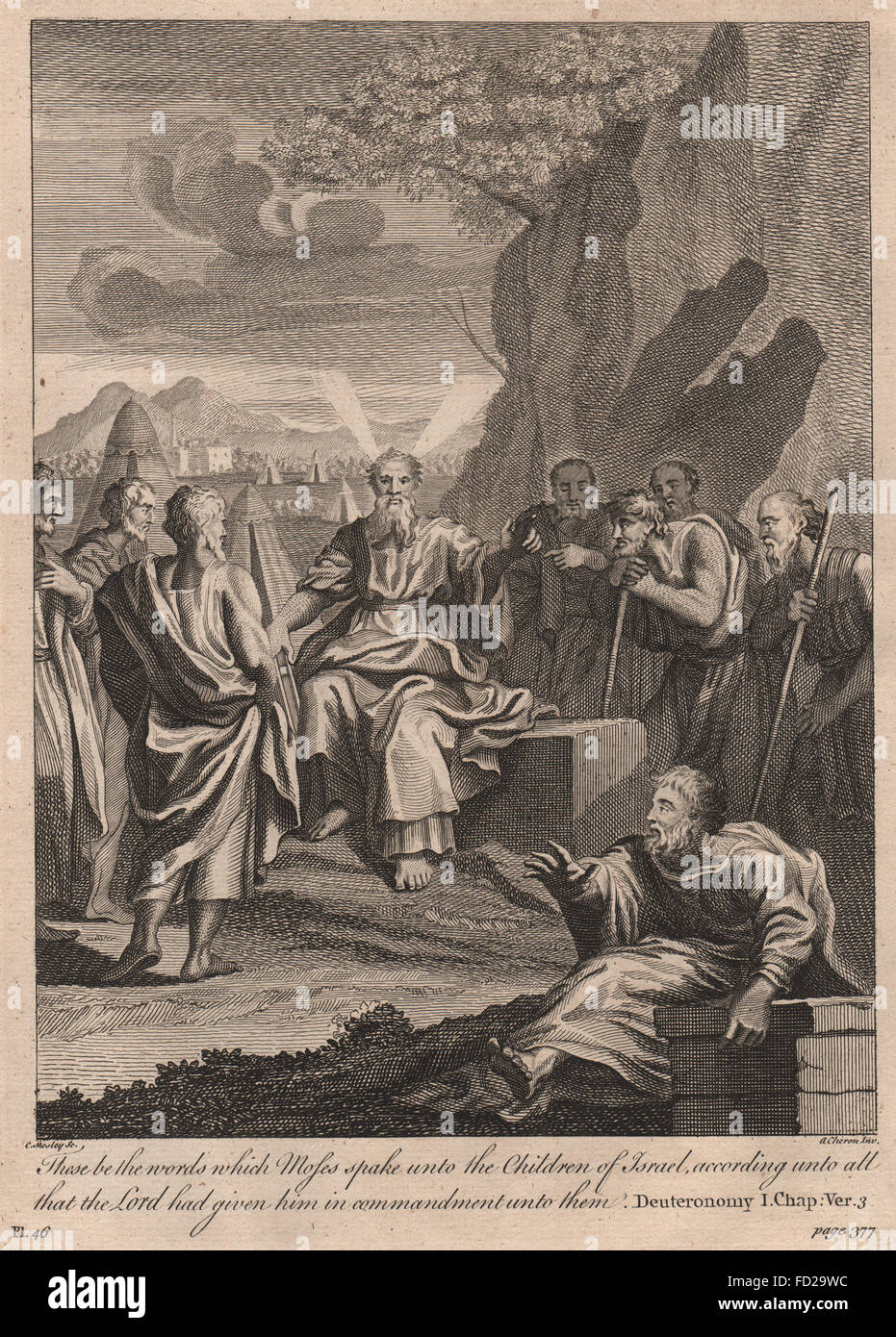 Bibel: Mose 1:3 Diese werden die Worte welche Moses redete..., print 1752 Stockfoto