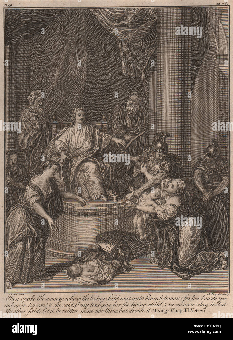 Bibel: 1. Könige 03:26 dann sprach die Frau zu King Solomon, antique print 1752 Stockfoto