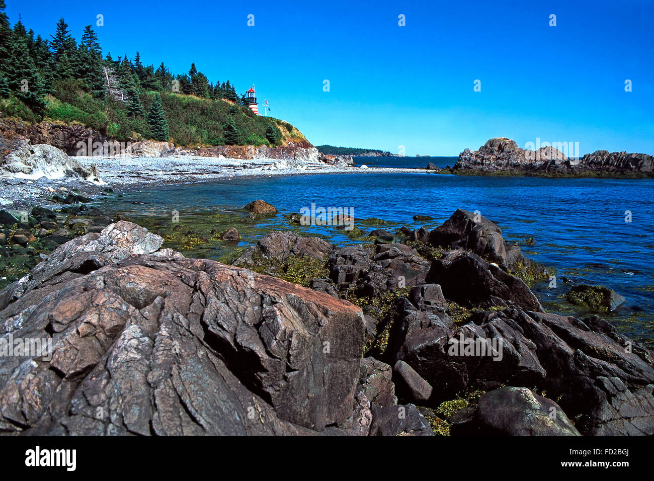 West Quoddy Head Leuchtturm, Lubec Maine Stockfoto