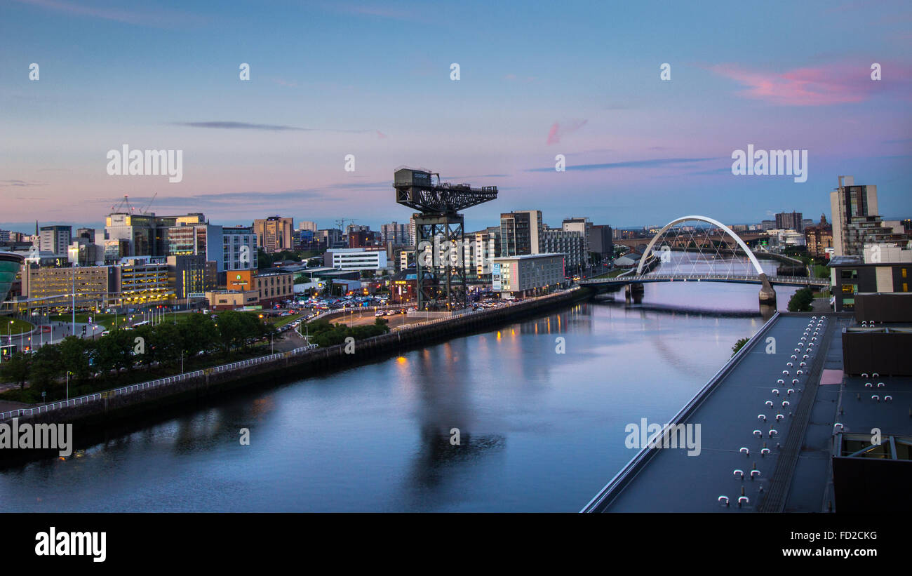 Glasgow-Clydeside Sonnenuntergang Stockfoto