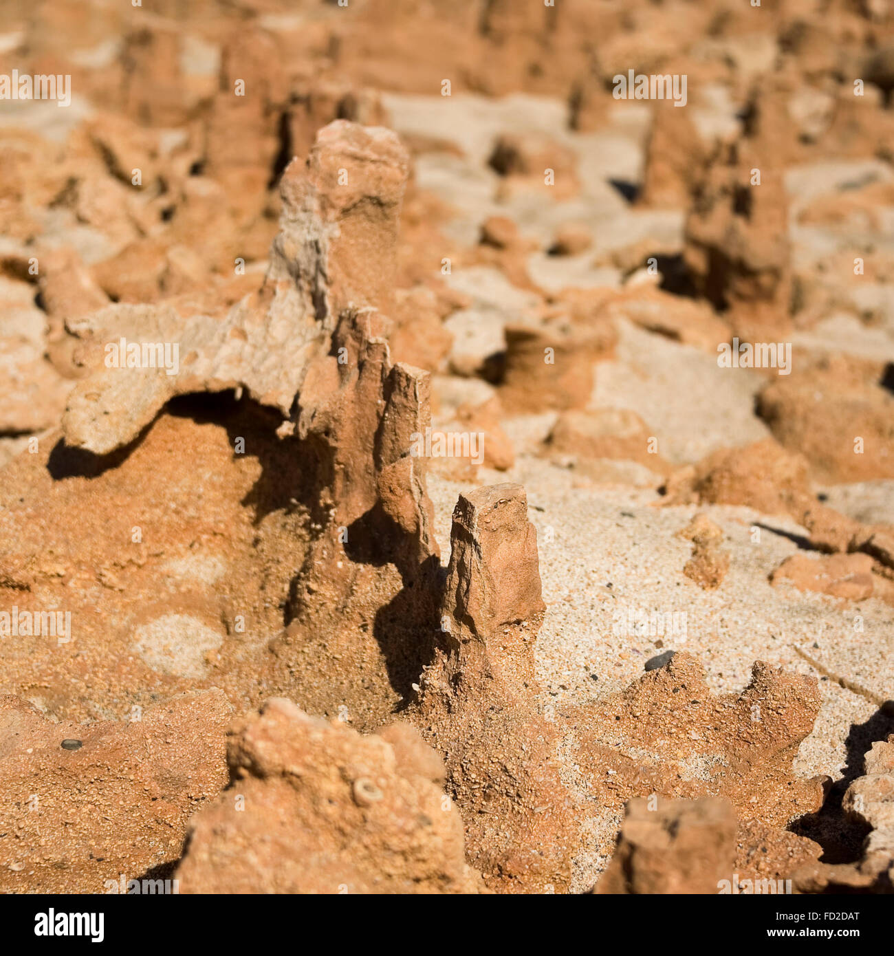Platz in der Nähe bis der seltsamen vulkanischen Felsformationen in Kap Verde. Stockfoto