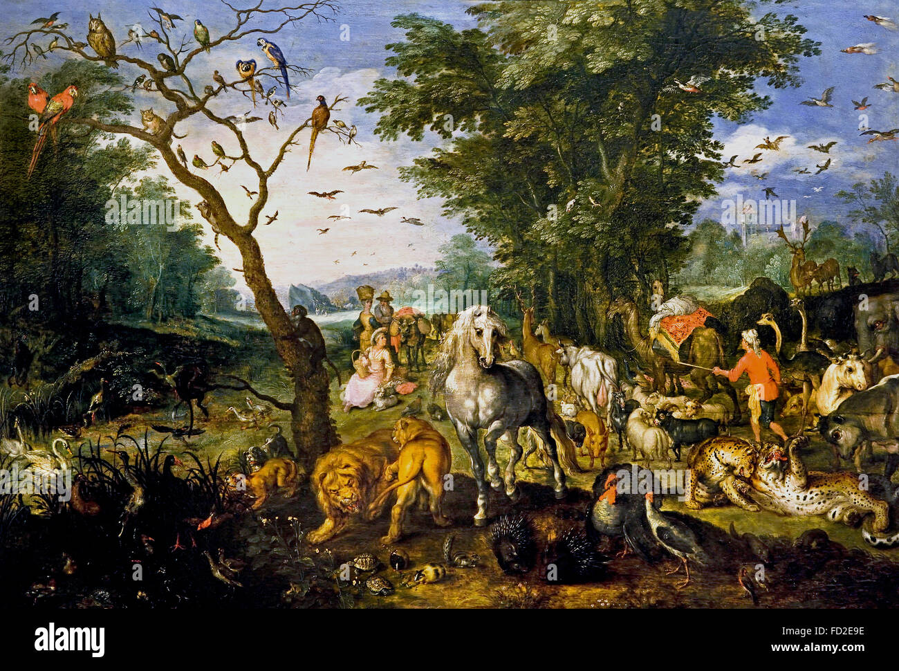 Jan II Brueghel (1601-78) flämischen Belgien Belgien L'embarquement des Animaux de l ' Arche de Noé. Die Bordkarte Tiere der Arche Noah. Stockfoto