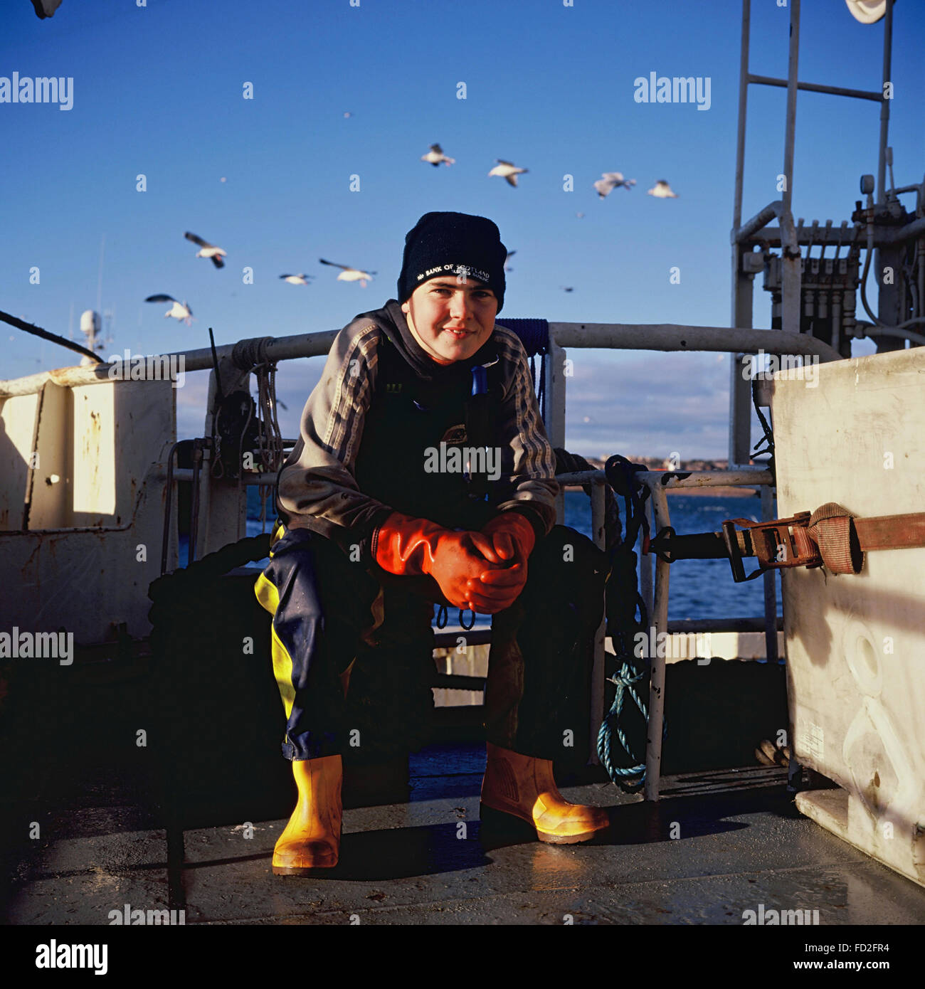 Pelagischen Fischer bei der Arbeit in Fraserburgh Schottland Jake Bellamy Stockfoto