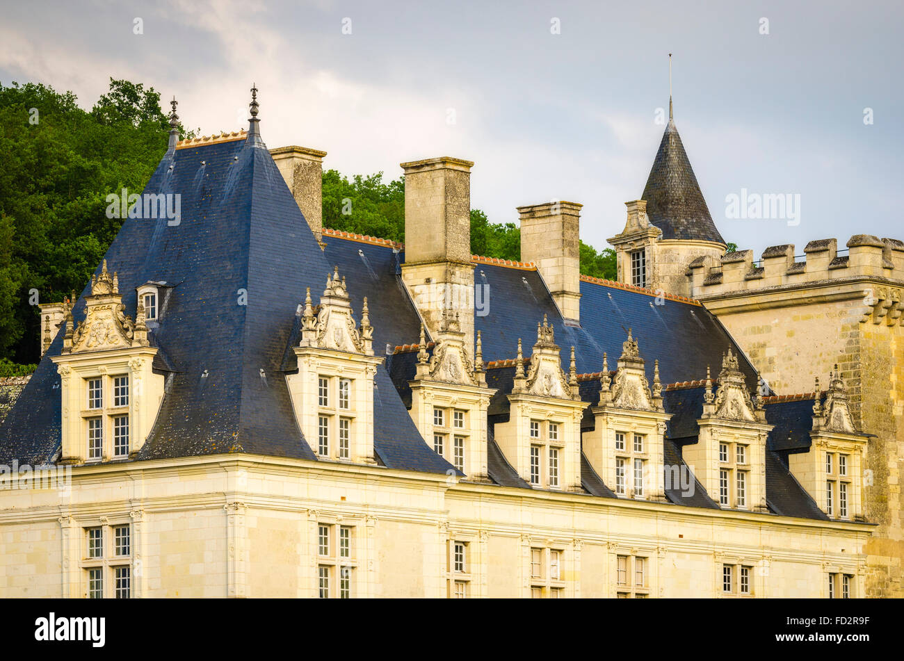 Abendlicht am Chateau de Villandry, Villandry, Loiretal, Frankreich Stockfoto