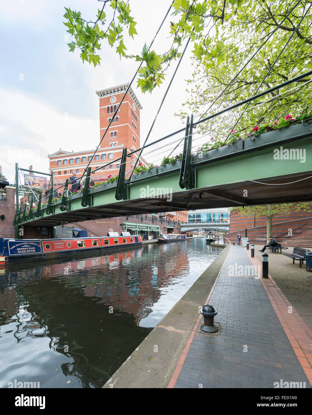 Kanäle und Wasserwege rund um Brindleyplace, Birmingham Stockfoto