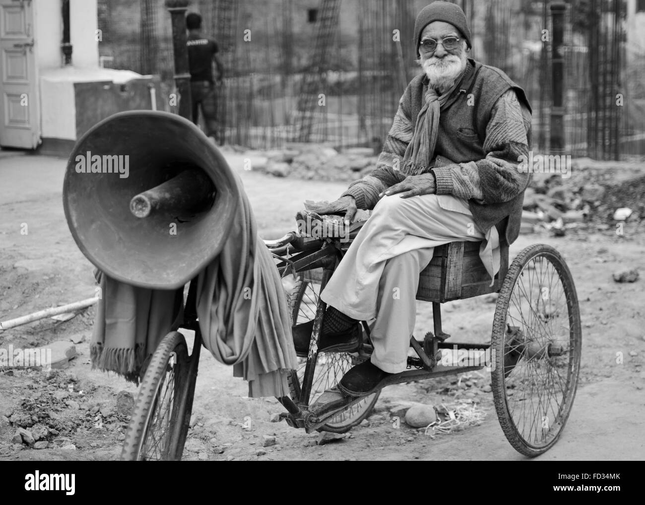 Auto Rickshaw Fahrer, Delhi, Indien Stockfoto