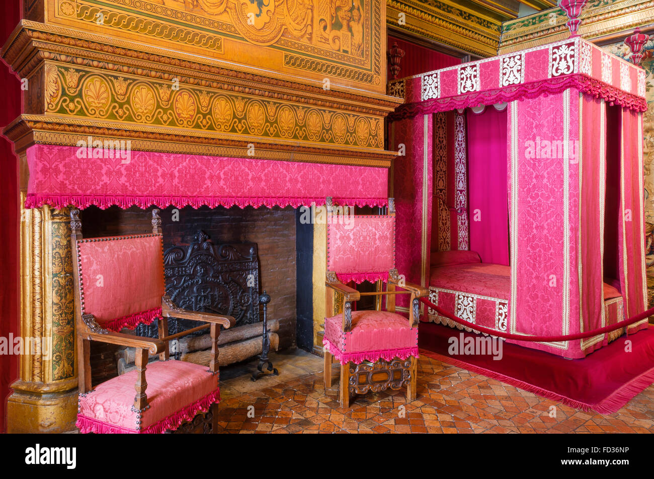 Schlafzimmer von Cesar de Vendome, Chateau de Chenonceau, Chenonceaux, Loiretal, Frankreich Stockfoto