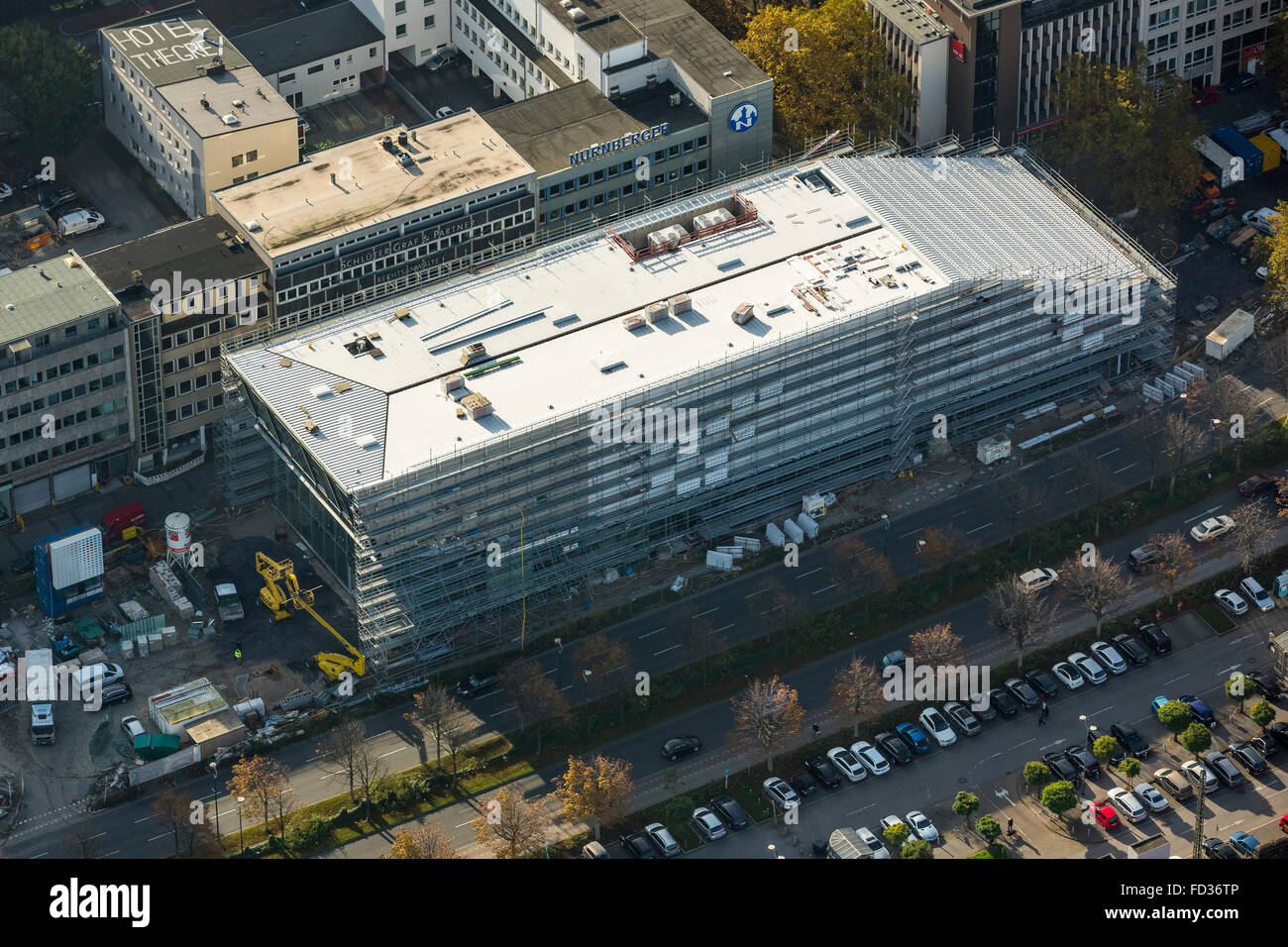 Luftaufnahme, deutsche Fußballmuseum in der Bauphase, DFB, DFB, gegenüber dem Hauptbahnhof Stockfoto