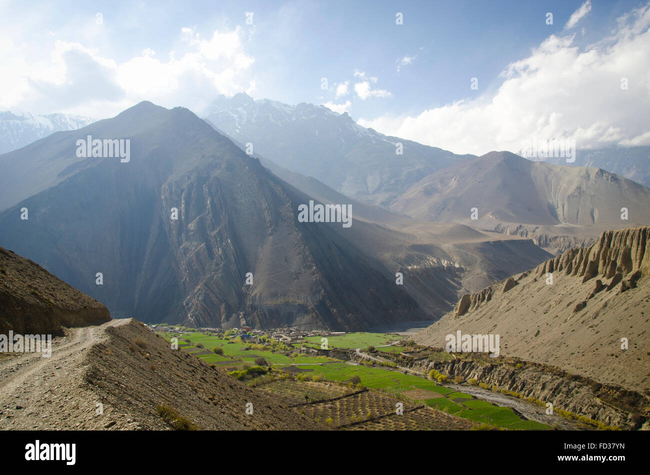 Straße zwischen Muktinath und Kagbeni, Annapurna Circuit, Nepal Stockfoto