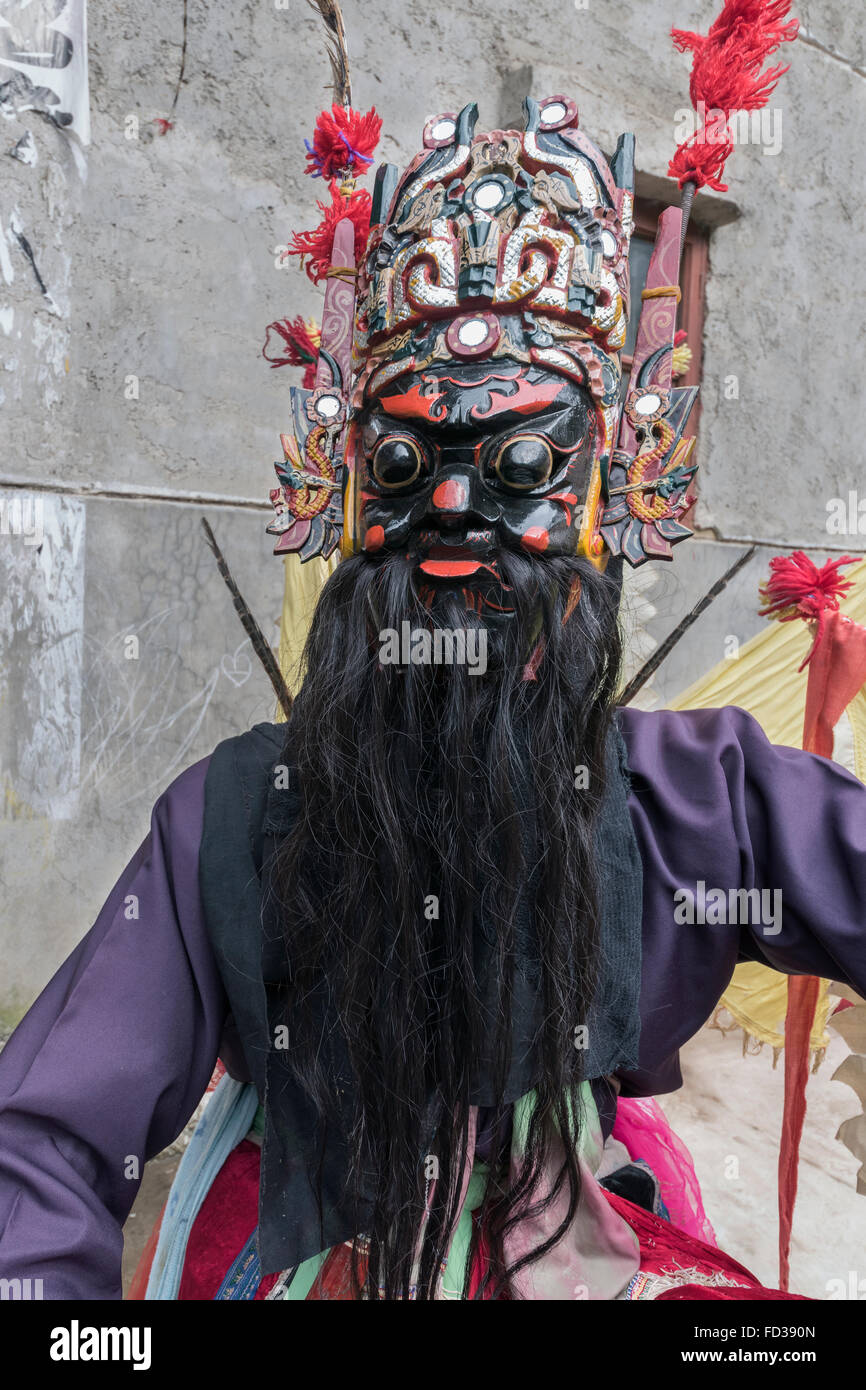 Chinesischen Boden Oper Maske #3, Liuguan alte Han Dorf, Guizhou Provinz, China Stockfoto
