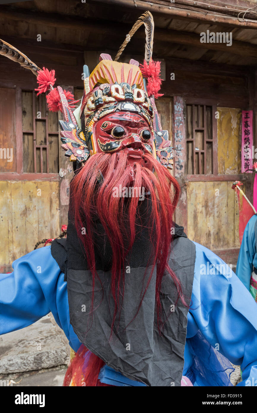 Chinesischen Boden Oper Maske #1, Liuguan alte Han Dorf, Guizhou Provinz, China Stockfoto