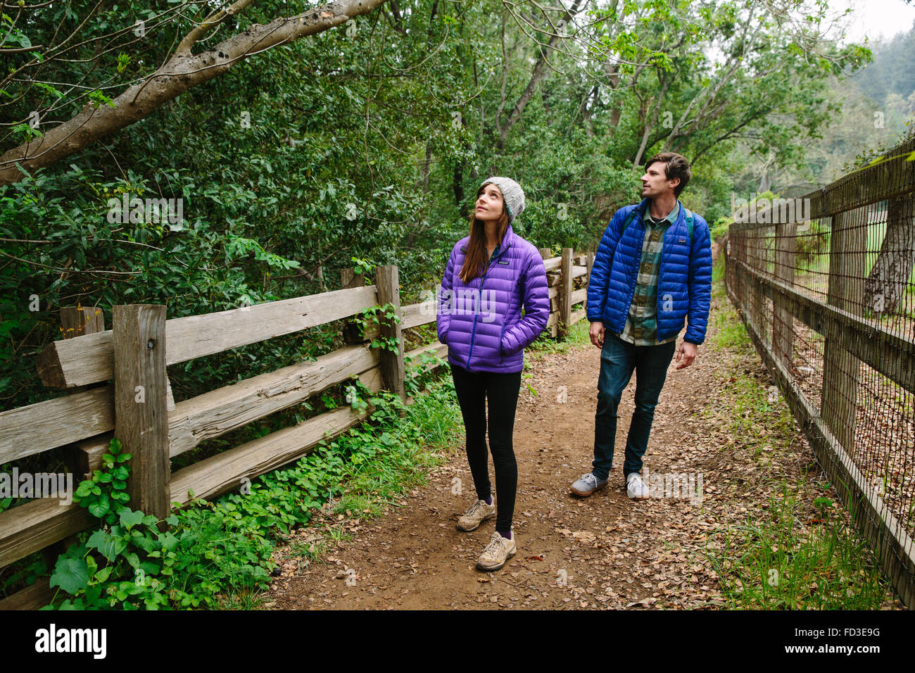 Ein junges Paar auf ein Abenteuer camping in Big Sur, Kalifornien. Stockfoto