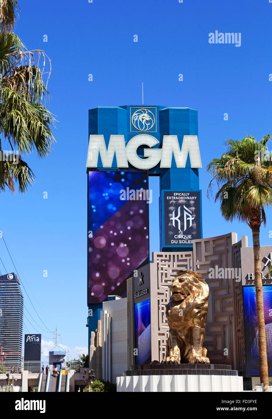 MGM Grand Lion und Zeichen, Las Vegas. Stockfoto
