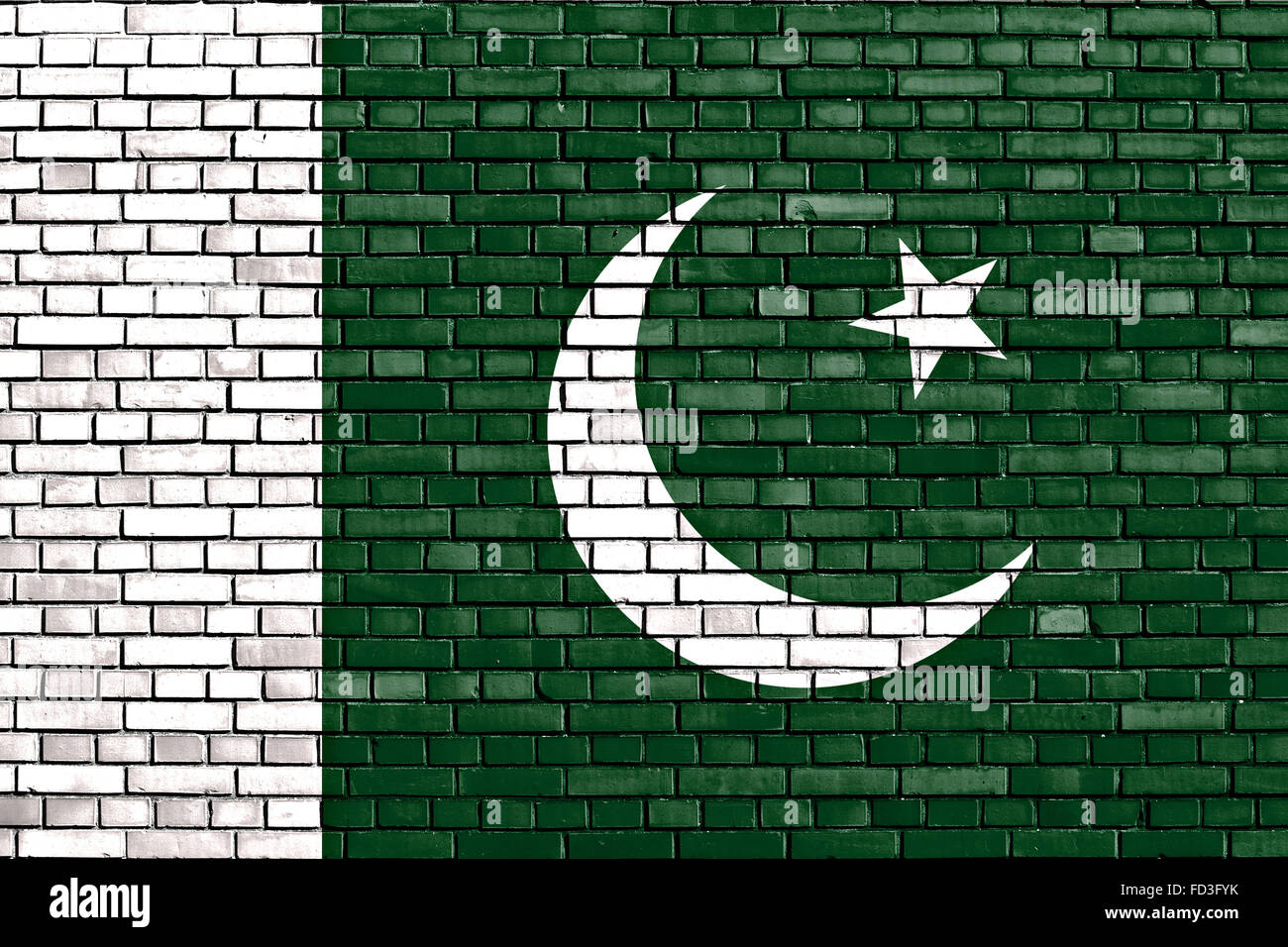 Flagge von Pakistan auf Mauer gemalt Stockfoto