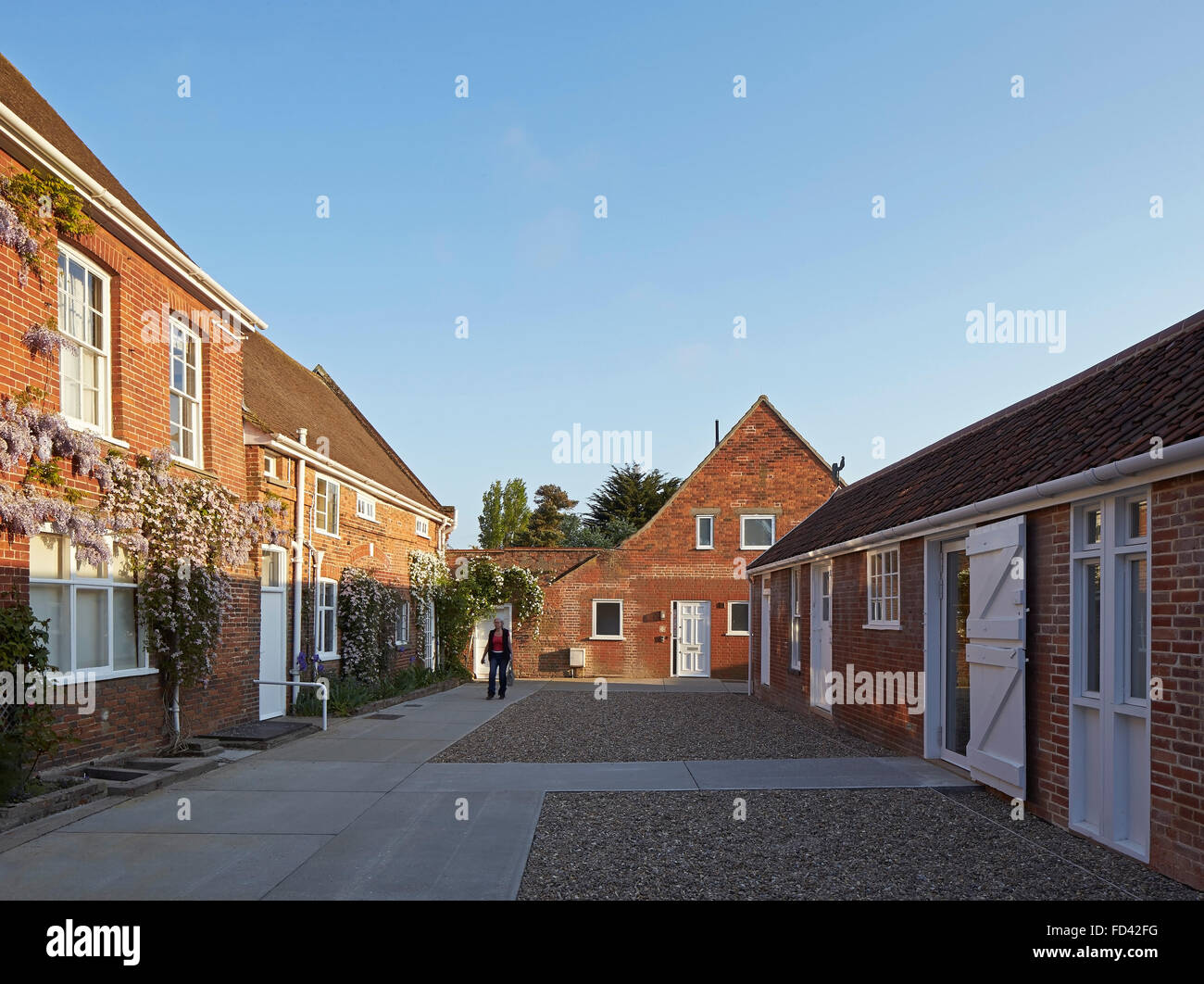 Red House Anlage mit historischen Gebäuden. Britten Pears Archiv, Aldeburgh, Vereinigtes Königreich. Architekt: Stanton Williams, 2013. Stockfoto