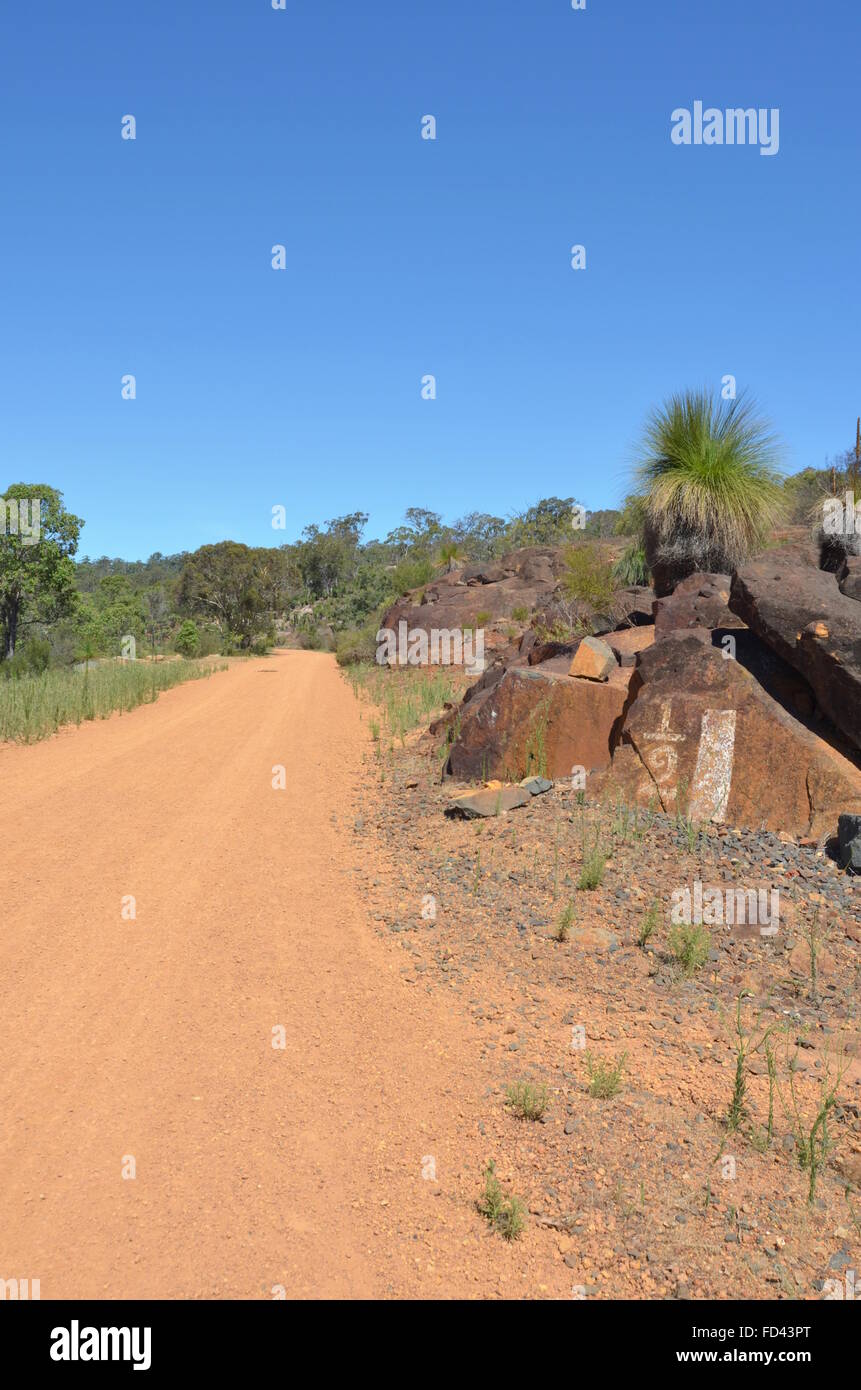 Der Bahnhof Reserven Heritage Trail Überschrift in John Forrest National Park, Western Australia Stockfoto