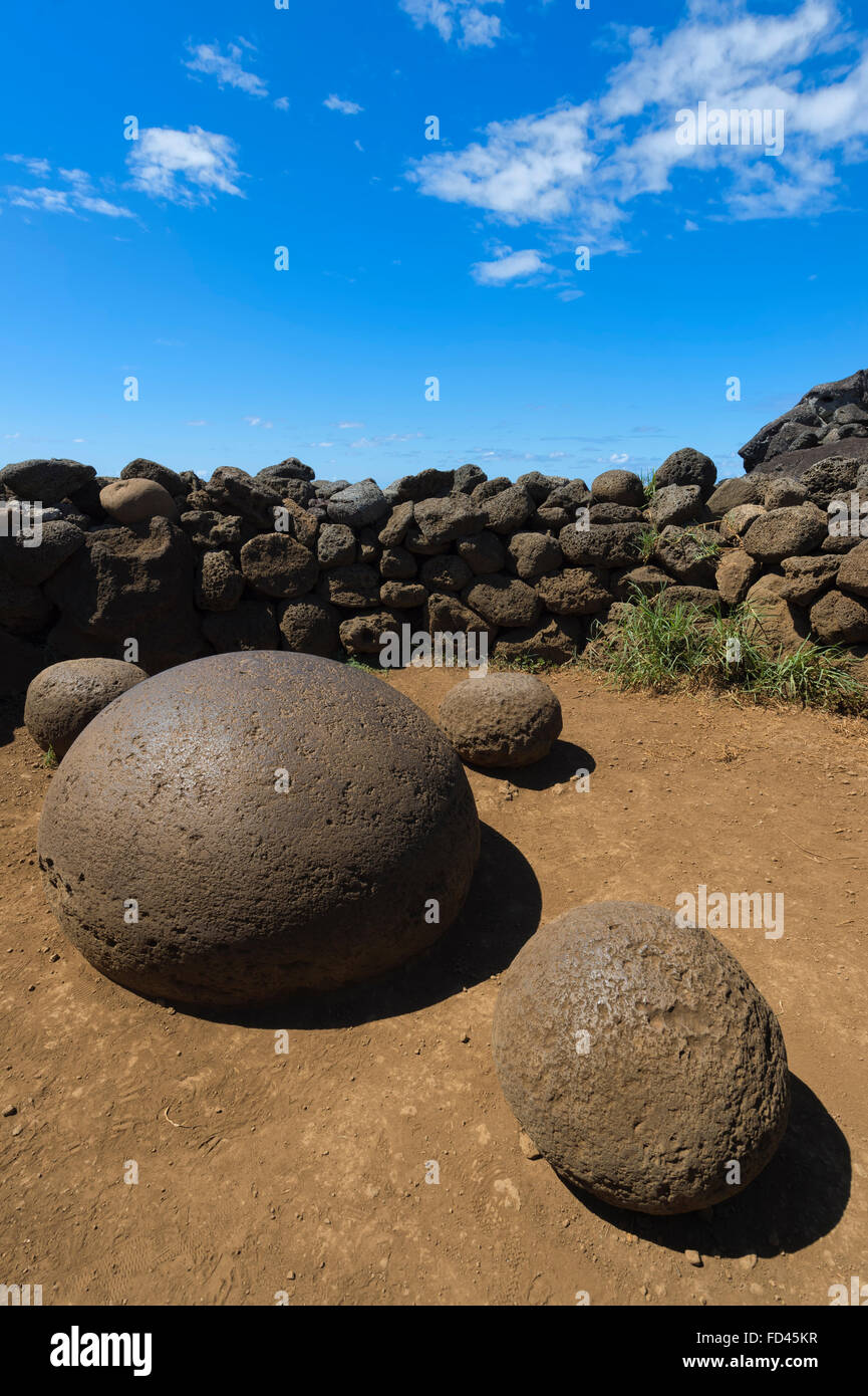 Chile, Osterinsel, Rapa Nui Nationalpark, Te Pito Kura, Te Pito Kura Henua Stein (der Nabel der Welt), UNESCO-Welterbe Stockfoto