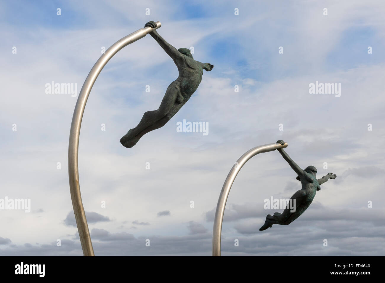 Amor al Viento (Liebe des Windes) Statue auf der Uferpromenade, Chile, Patagonien, Puerto Natales Stockfoto