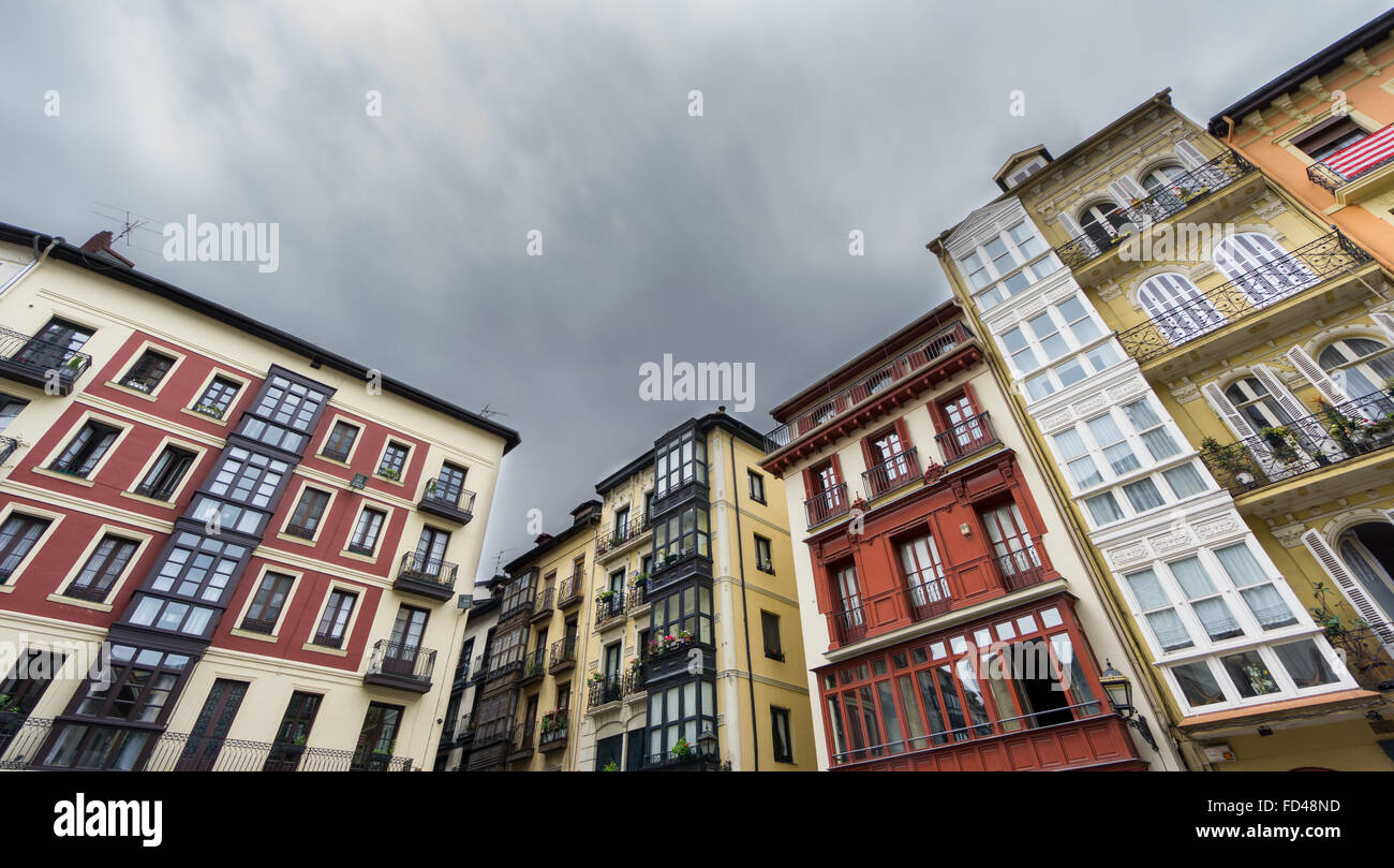 Häuser in Bilbao Altstadt Casco viejo Stockfoto
