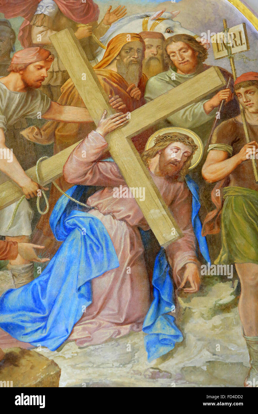 Jesus das Kreuz zu tragen. Klosterneuburg-Abtei. Stockfoto