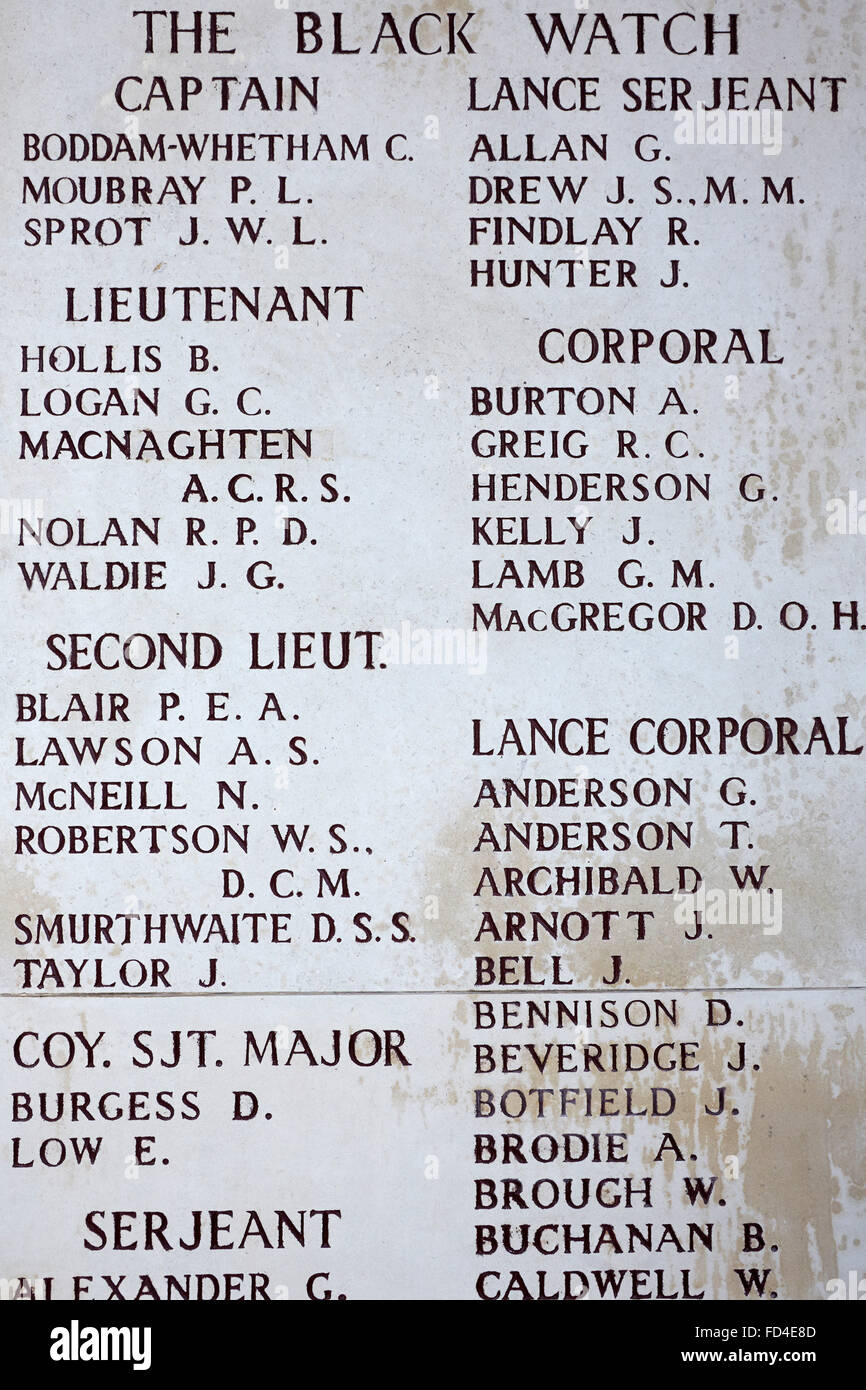 Das Menentor Denkmal für die fehlenden. Der Black Watch Stockfoto