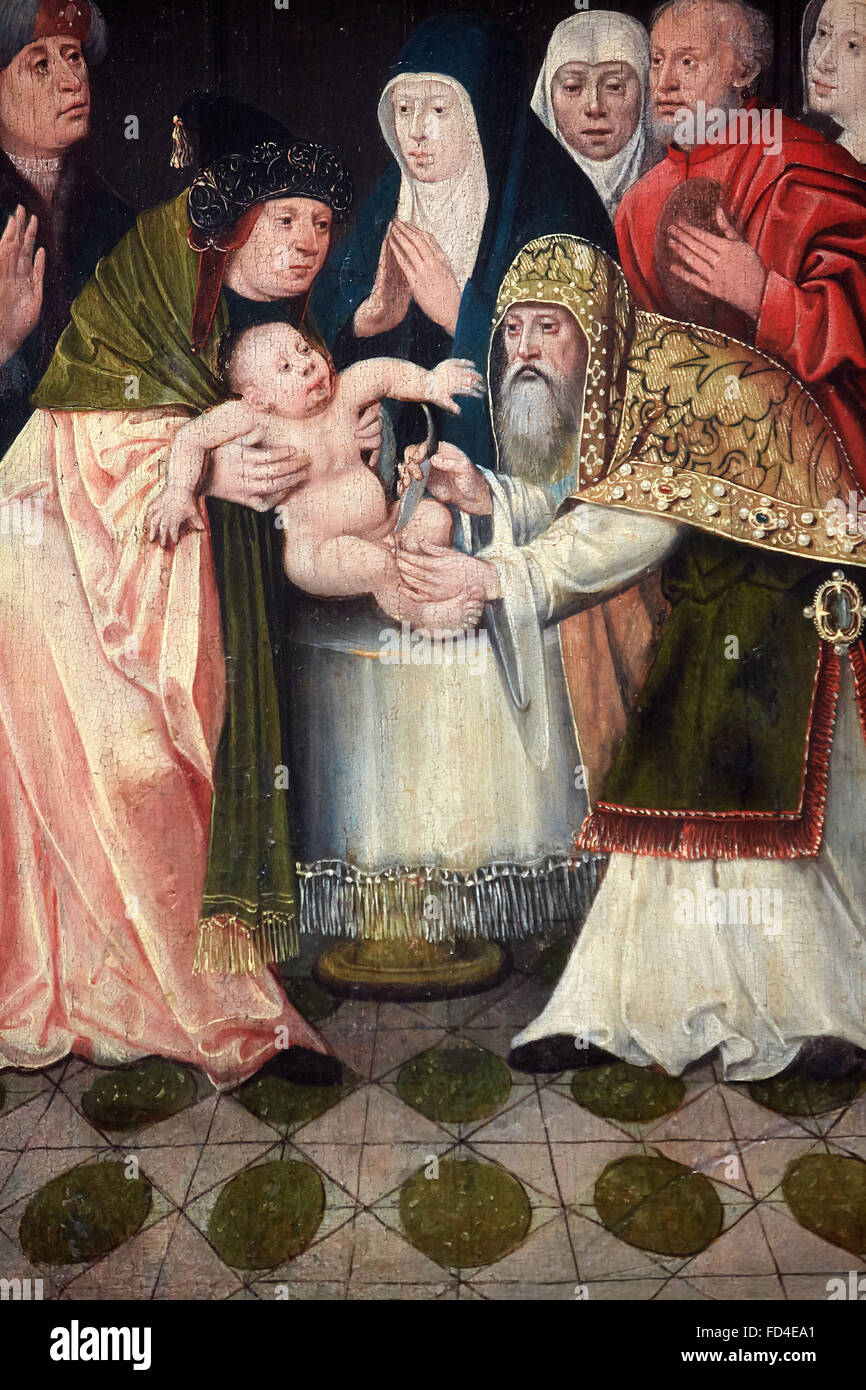 Jesuss Beschneidung, anonym (c. 1500-1525). Musée des Beaux-Arts de Gand (Gent Kunstmuseum). Stockfoto