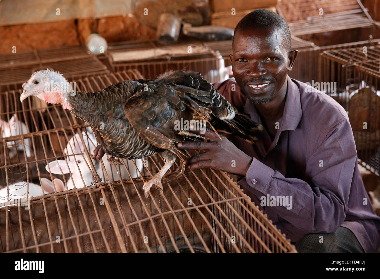 Bauer HonorŽ Gahou lieh 1 Million CFA-Franc von RENACA Mikrofinanz-Institut Stockfoto