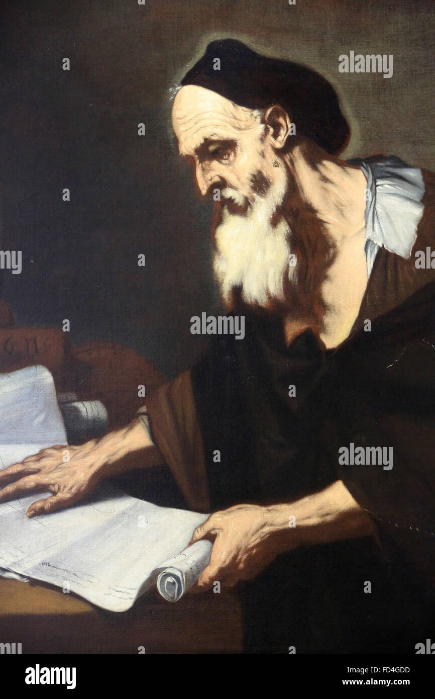 Malerei. Philosoph. (1660) von Luca Giordano. Öl auf Leinwand. Don Antoine Reyre, 1934. Museum für Kunst und Archäologie Senlis. Stockfoto