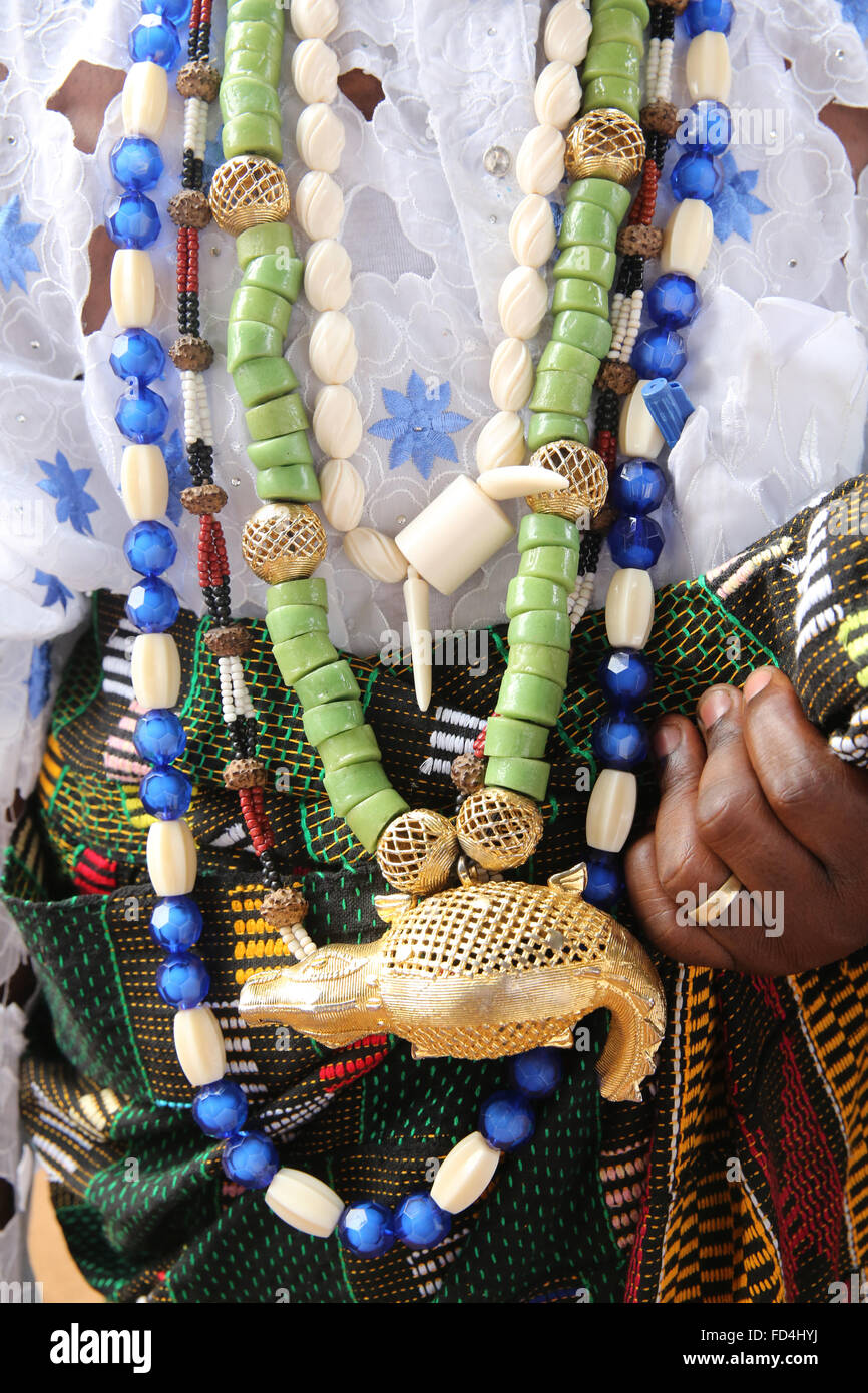 Anhänger auf dem Ouidah Voodoo-festival Stockfoto